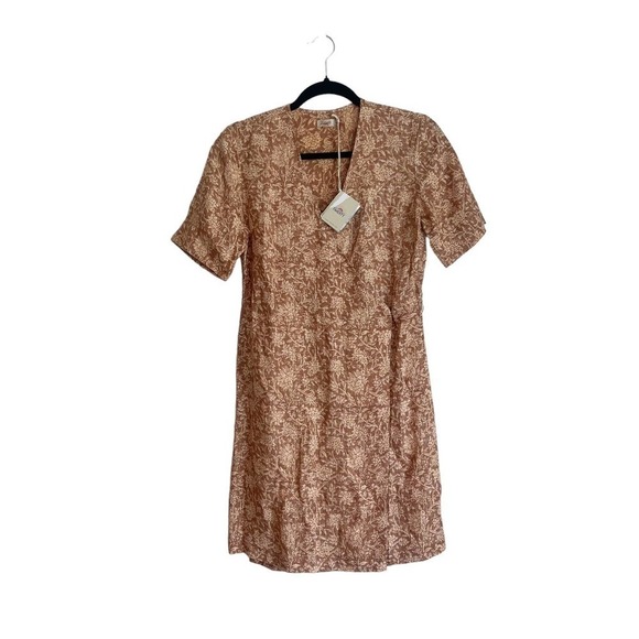 Faherty Ashley Linen Dress Bronze Riviera Floral Women's Size XS NWT - Picture 3 of 11